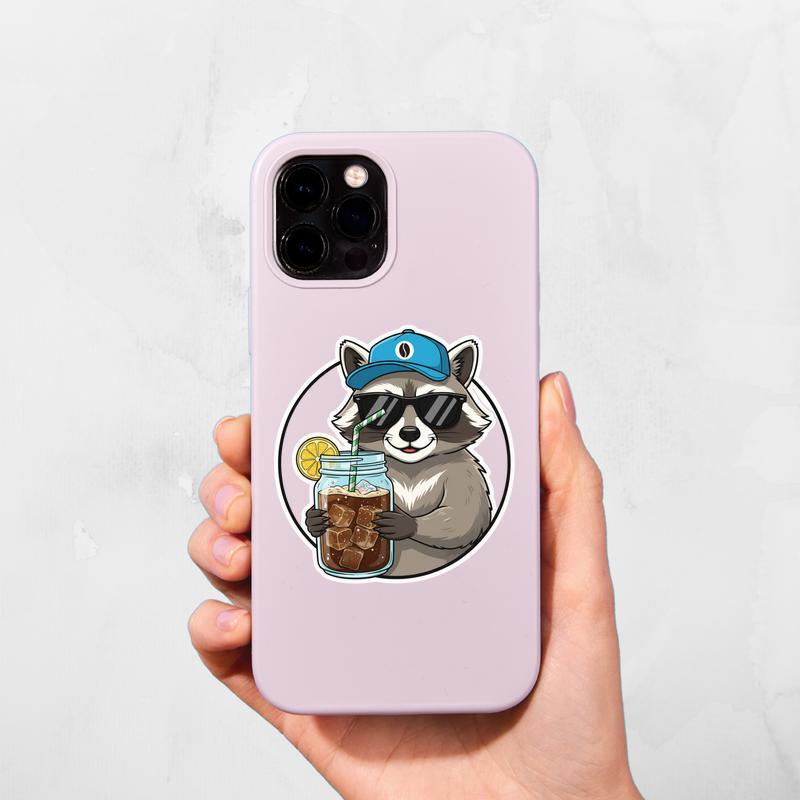 Iced Raccoon Coffee Sticker