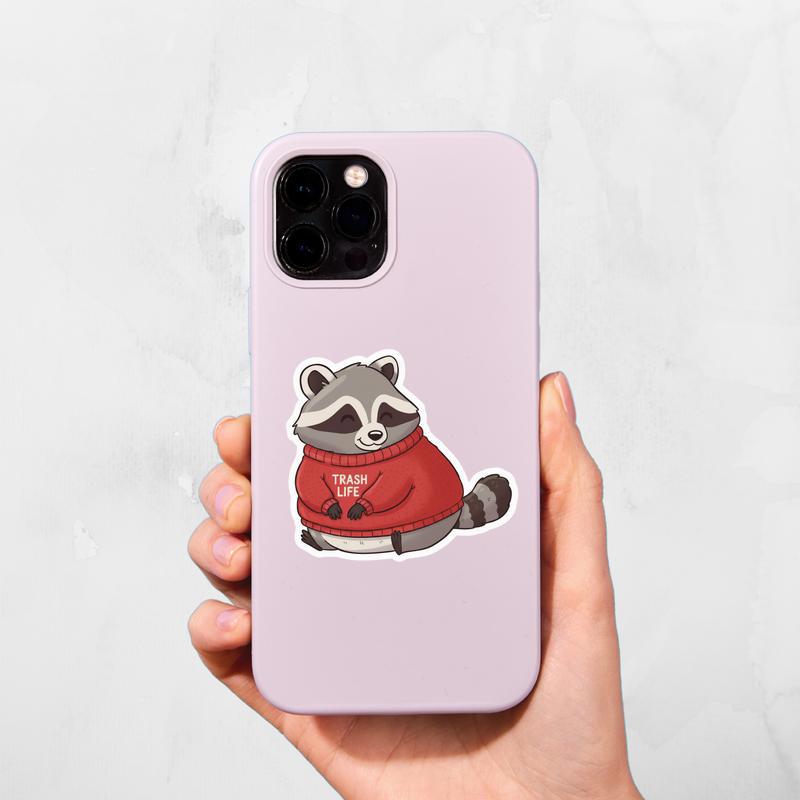 Kawaii Raccoon With Red Sweatshirt Sticker Kawaii Raccoon With Red Sweatshirt Sticker