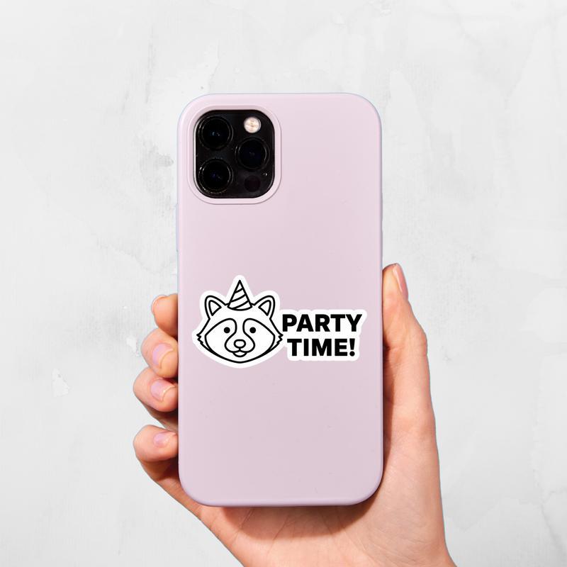 Party Time, Happy Birthday Raccoon Sticker
