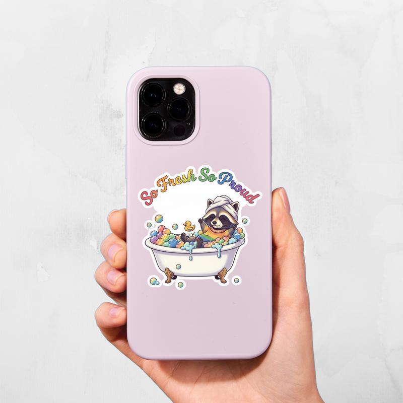 Pride Raccoon Bubble Bath Sticker