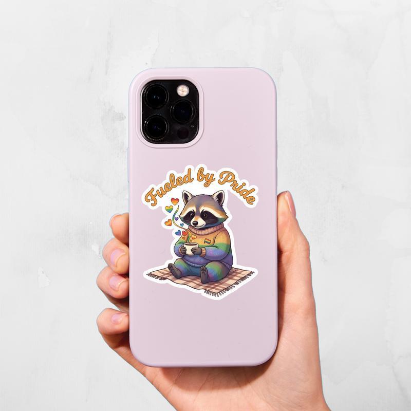 Pride Raccoon Coffee Time Sticker