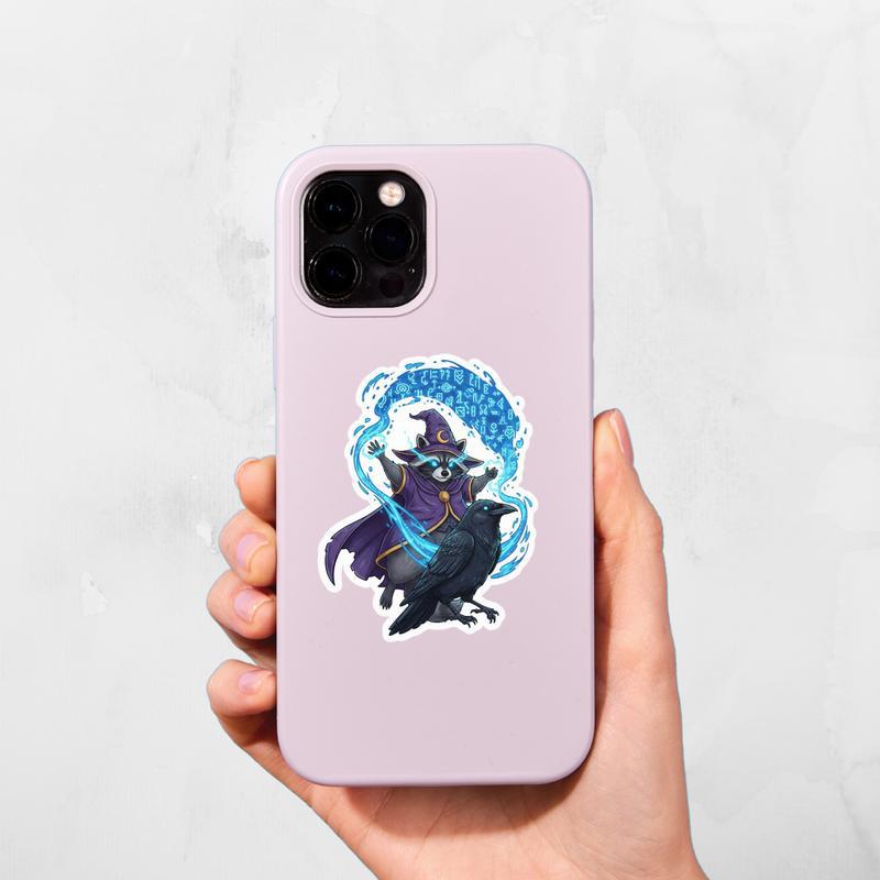 Raccoon DnD Crow Companion Sticker Raccoon DnD Crow Companion Sticker
