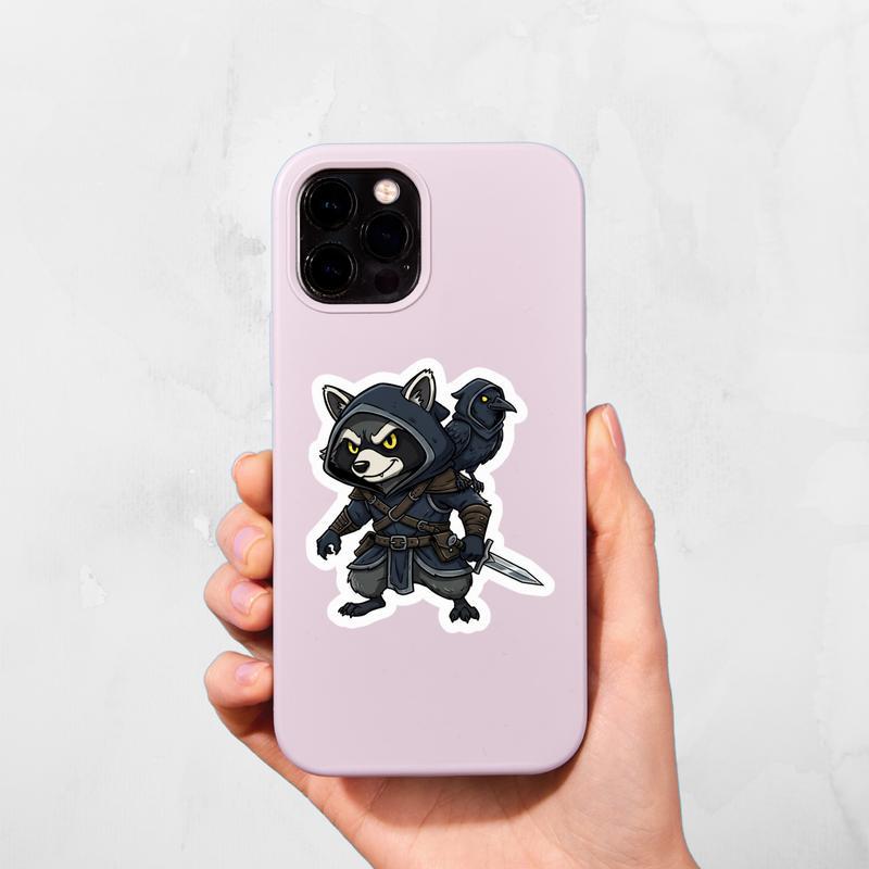Raccoon DnD Rogue And Crow Sticker