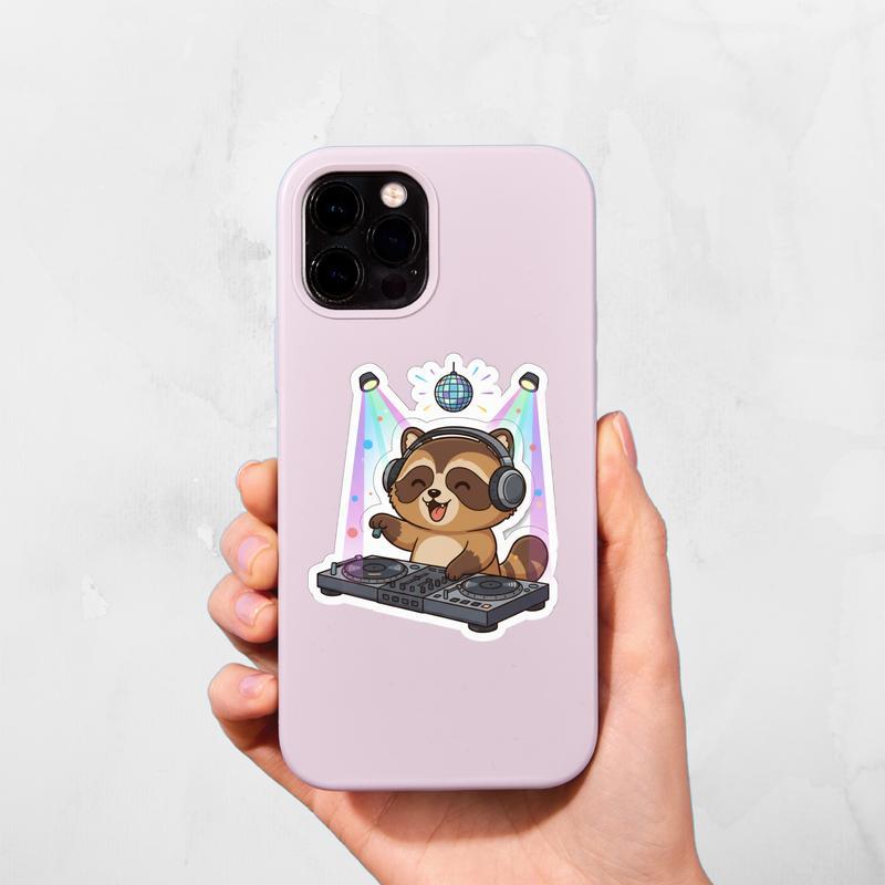 Raccoon Dog DJ Party Sticker