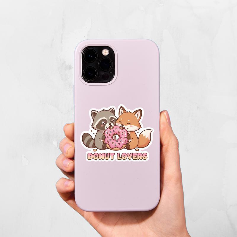 Raccoon Fox Donut Lovers Sticker
