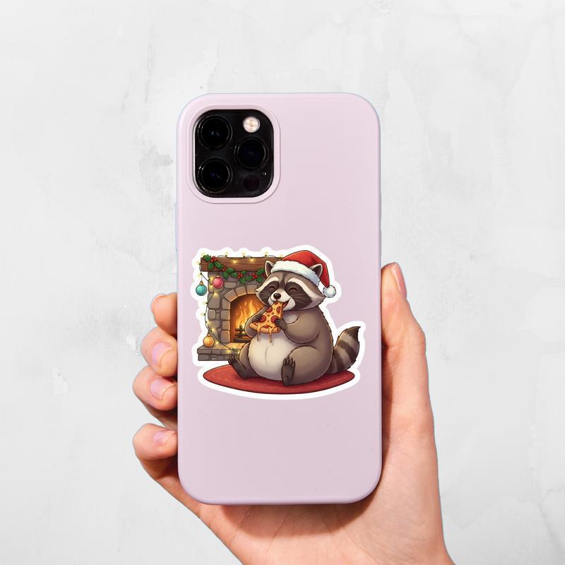 Raccoon Pizza Christmas Feast Meme Sticker Raccoon Pizza Christmas Feast Meme Sticker
