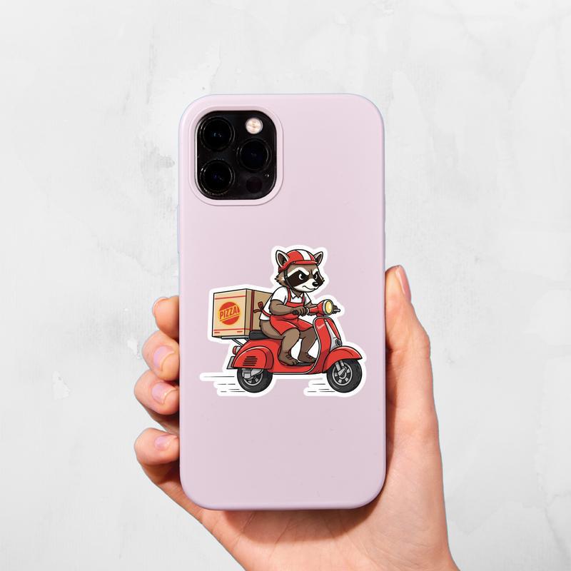 Raccoon Pizza Delivery Sticker