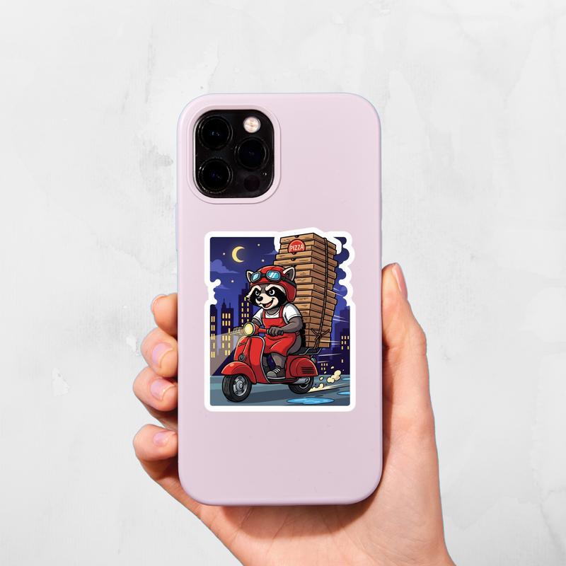 Raccoon Pizza Delivery Hero Sticker