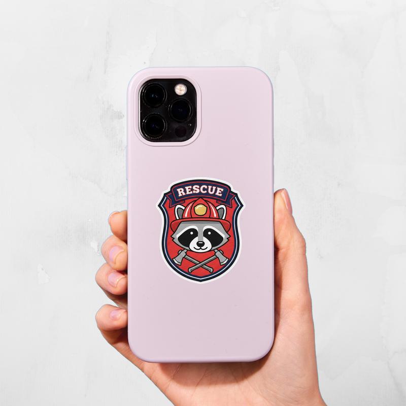 Rescue Firefighter Raccoon Sticker Rescue Firefighter Raccoon Sticker