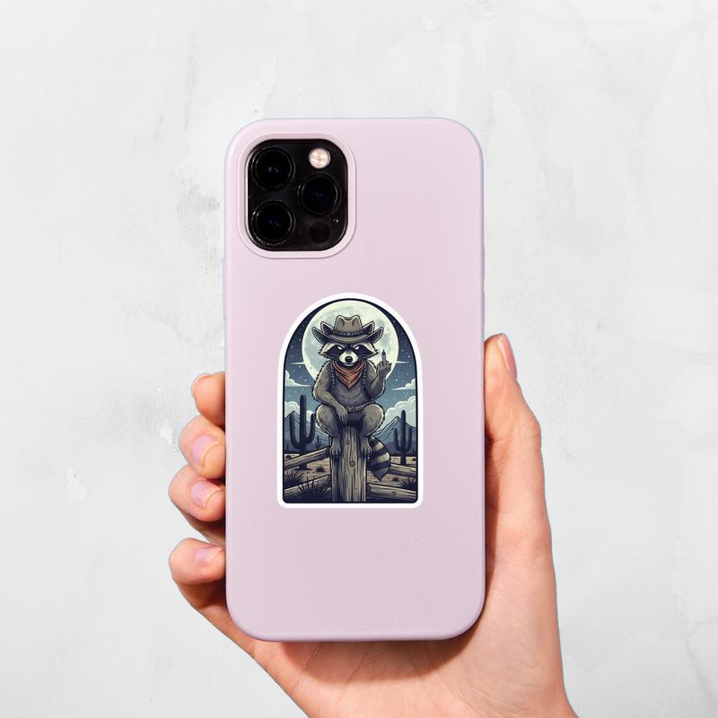 Retro Cute Raccoon Middle Finger Sticker