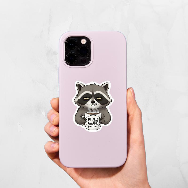 Sarcastic Raccoon Coffee First Sticker Sarcastic Raccoon Coffee First Sticker