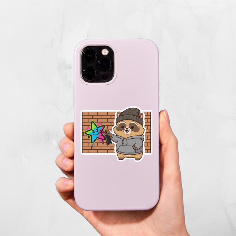 Street Art Raccoon Dog Sticker Street Art Raccoon Dog Sticker