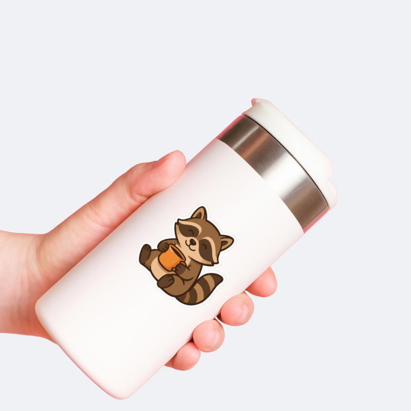 Brown Raccoon Coffee Sticker