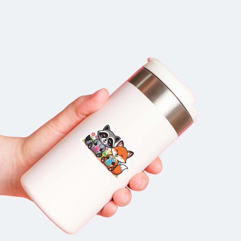 Bubble Tea Raccoon Fox Sticker