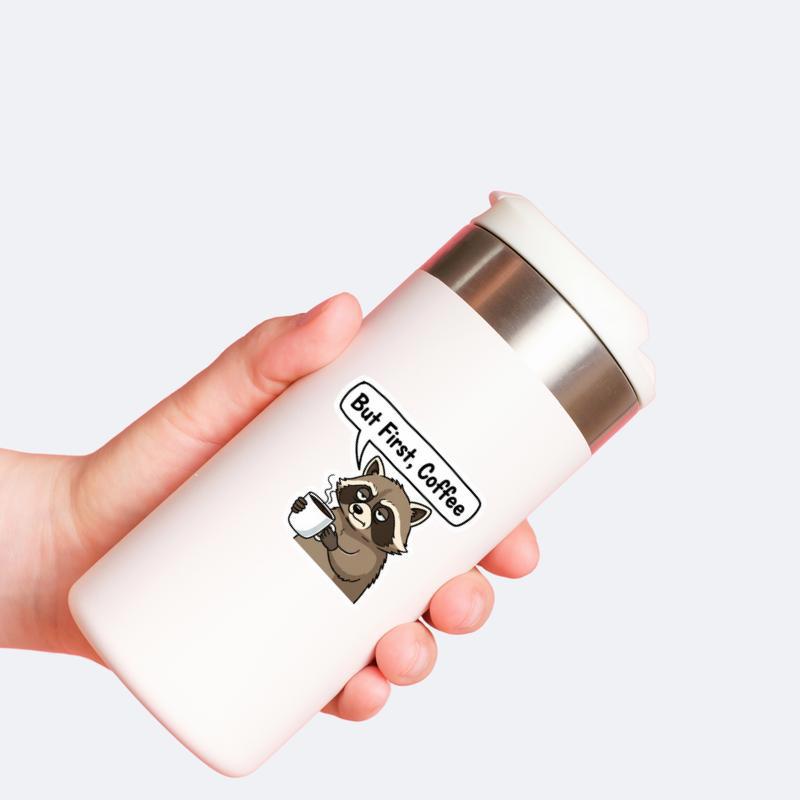 But First, Raccoon Coffee Sticker