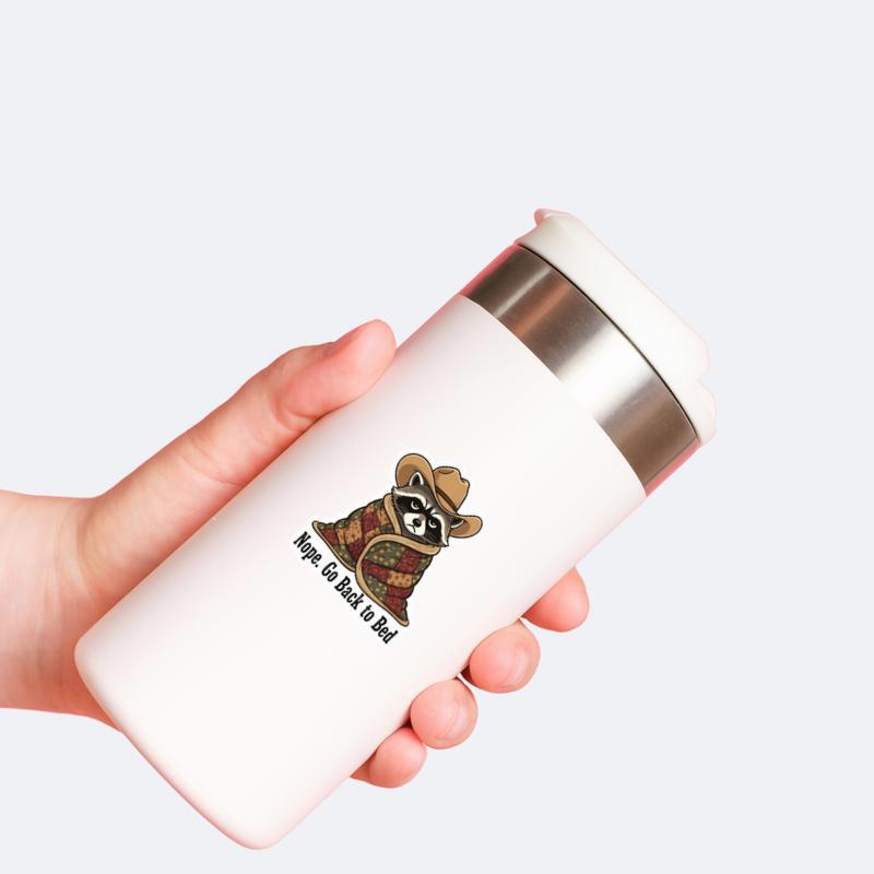 Cowboy Raccoon Go Back To Bed Sticker