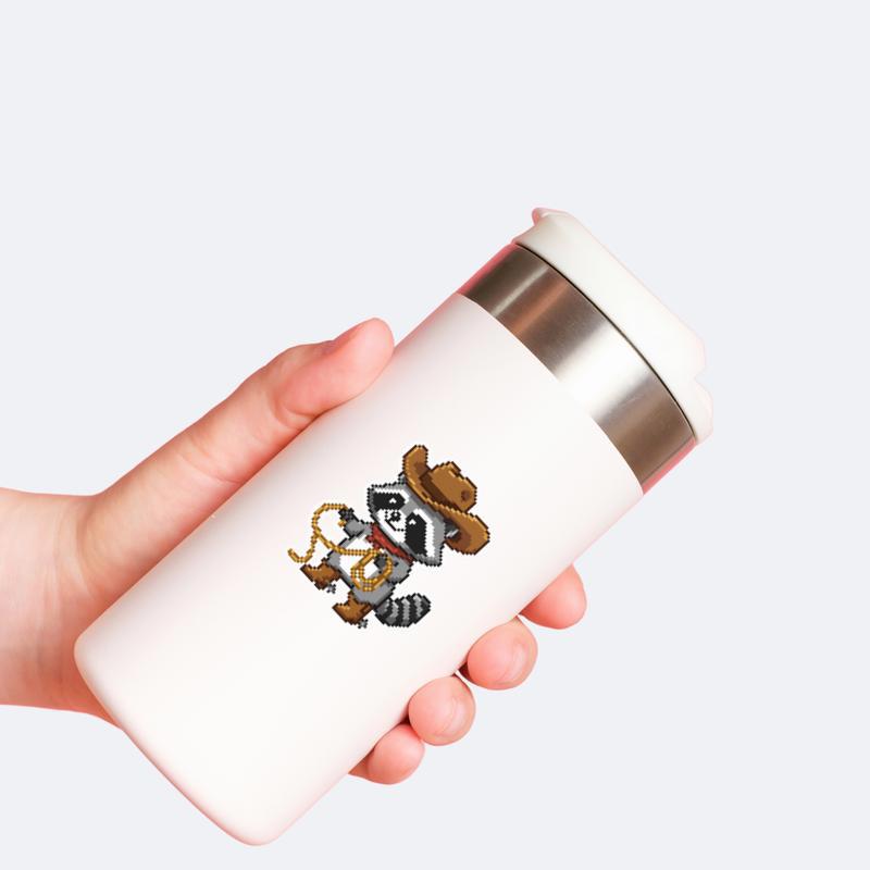 Cute Pixelated Raccoon Cowboy Sticker
