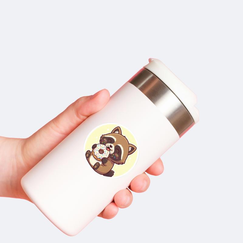 Donut Lover Raccoon Dog Sticker