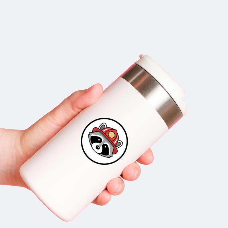Firefighter Raccoon Minimal Head Portrait Meme Sticker