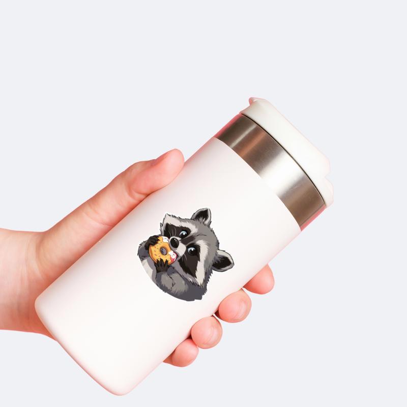 Furry Raccoon With Donut Cake Sticker