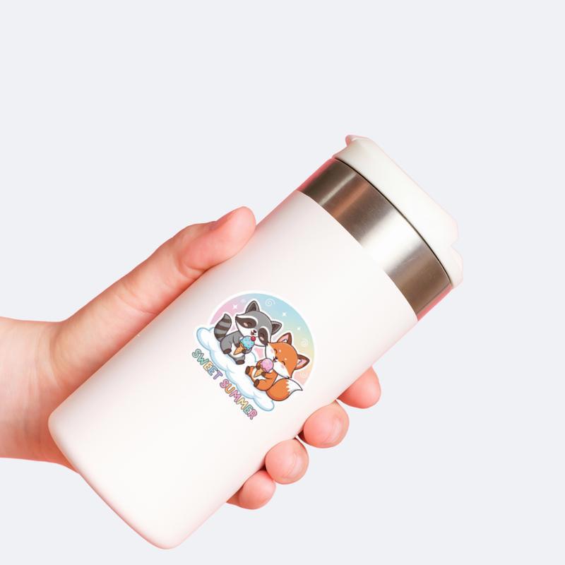 Ice Cream Raccoon Fox Sticker Ice Cream Raccoon Fox Sticker