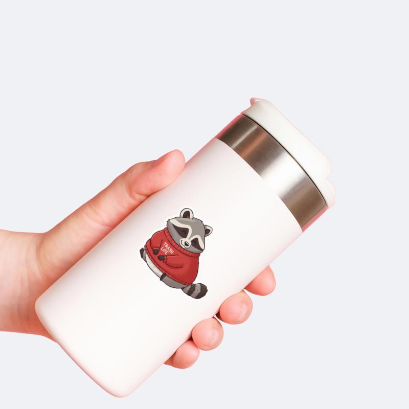 Kawaii Raccoon With Red Sweatshirt Sticker Kawaii Raccoon With Red Sweatshirt Sticker