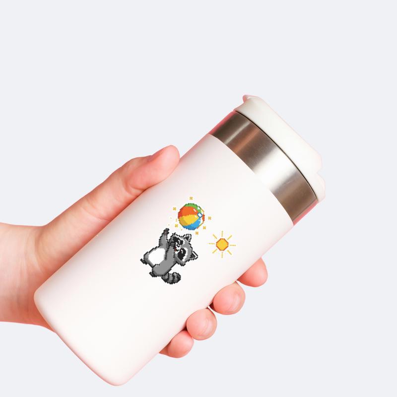 Pixelated Raccoon Beach Ball Sticker