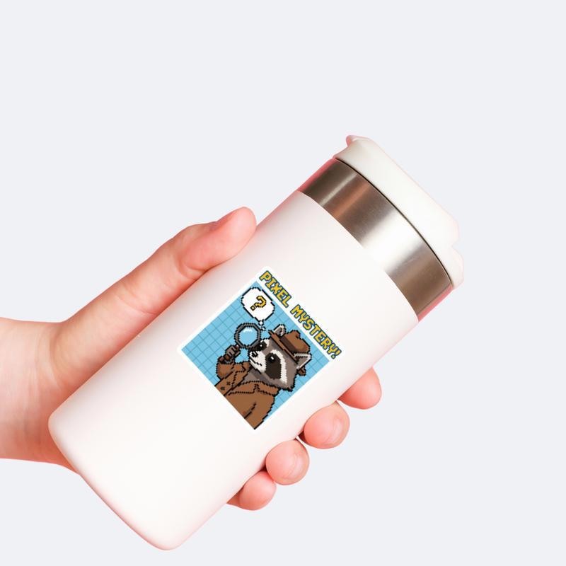 Pixelated Raccoon Detective Sticker