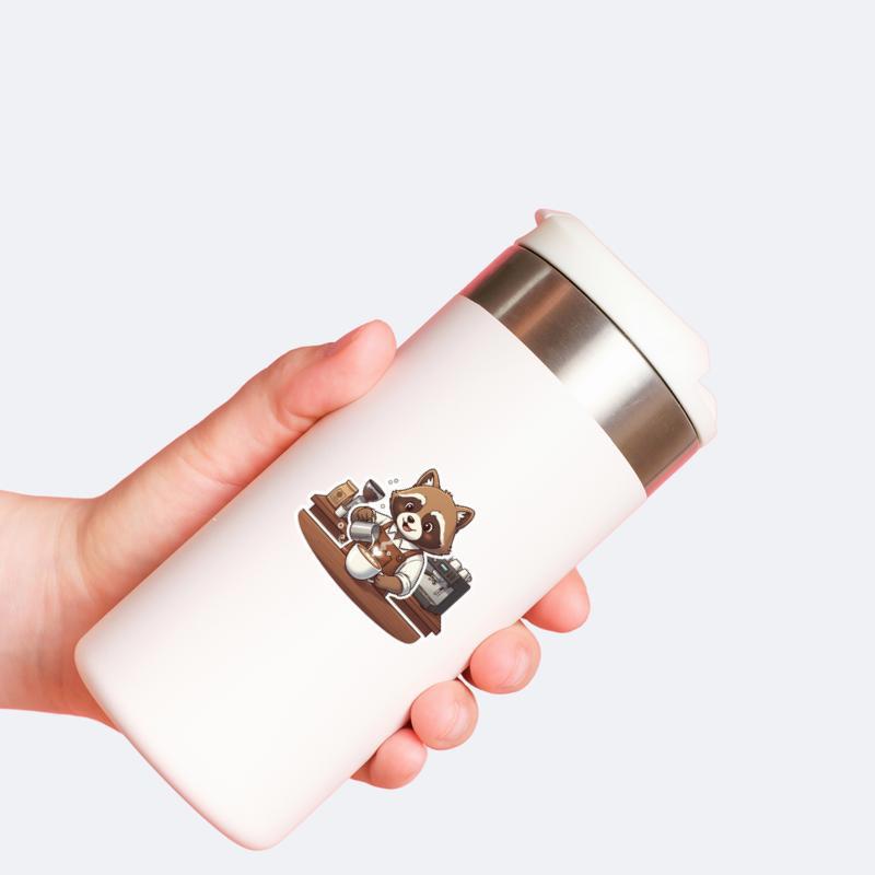 Raccoon Dog Barista Sticker