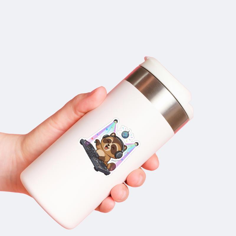 Raccoon Dog DJ Party Sticker