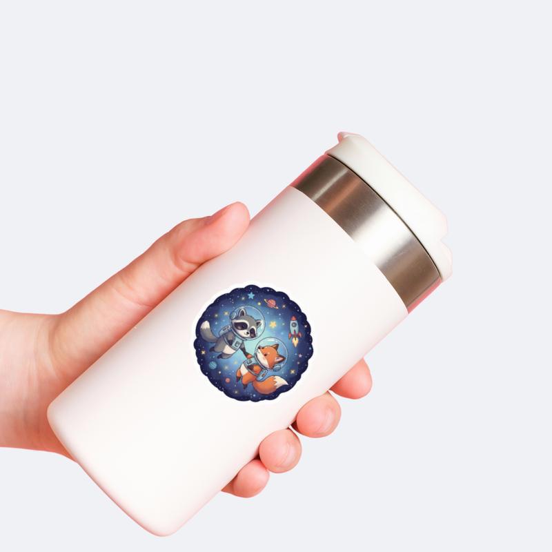 Raccoon Fox Space Buddies Sticker
