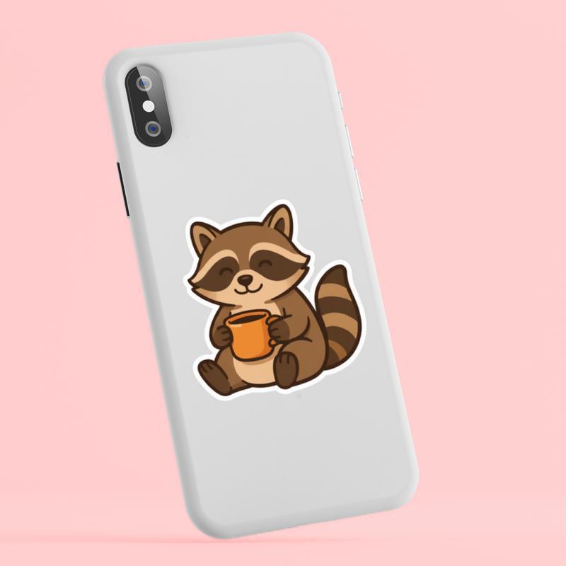 Brown Raccoon Coffee Sticker
