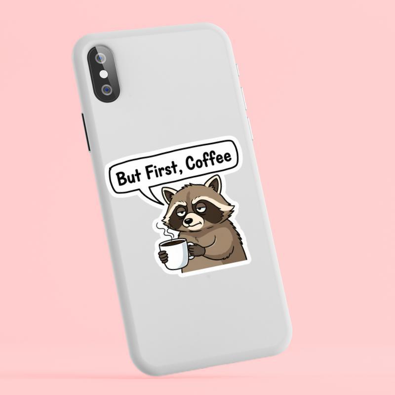 But First, Raccoon Coffee Sticker