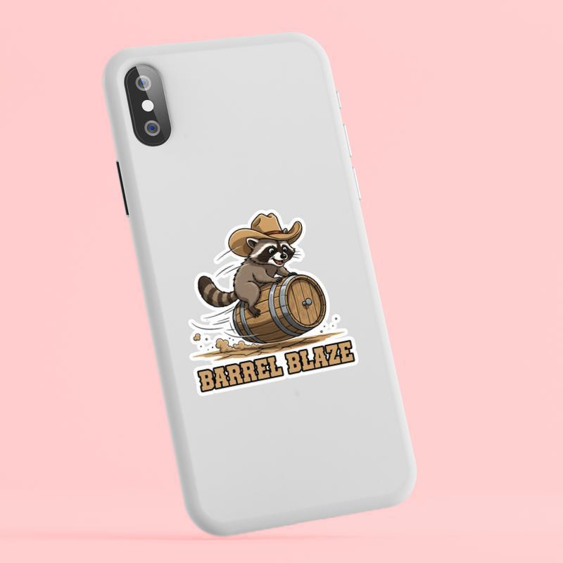 Cowboy Raccoon Barrel Rider Sticker Cowboy Raccoon Barrel Rider Sticker