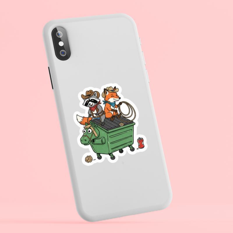 Cowboy Raccoon Fox Buddies Sticker Cowboy Raccoon Fox Buddies Sticker