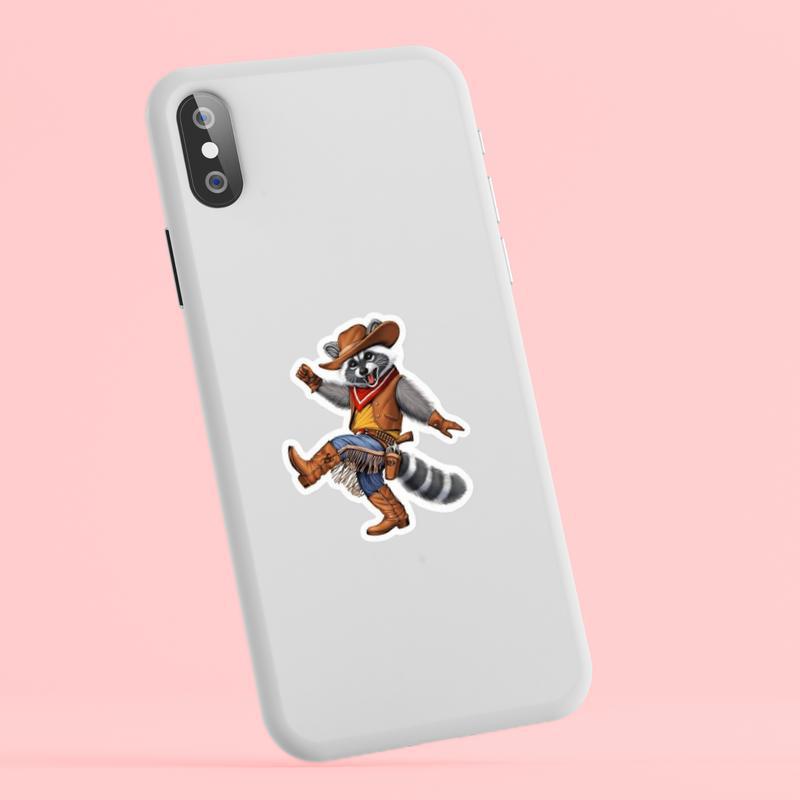 Cowboy Raccoon Is Dancing Happily Sticker