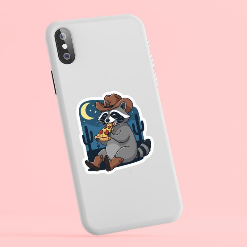 Cowboy Raccoon Pizza Time Sticker