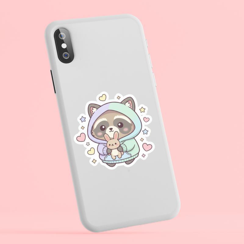 Cozy Hoodie Raccoon Dog Sticker