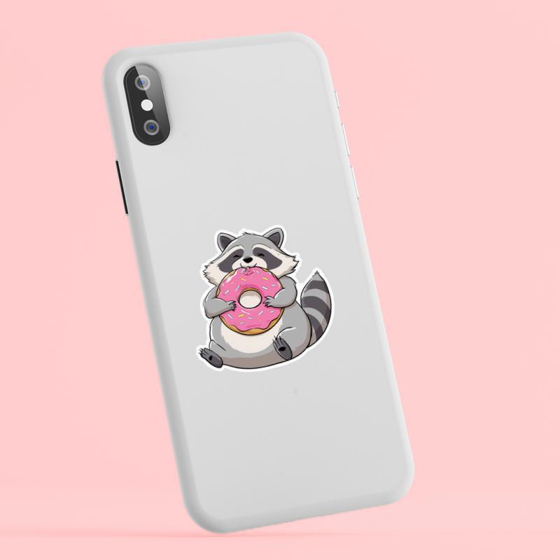 Donut Lover Fat Raccoon Sticker