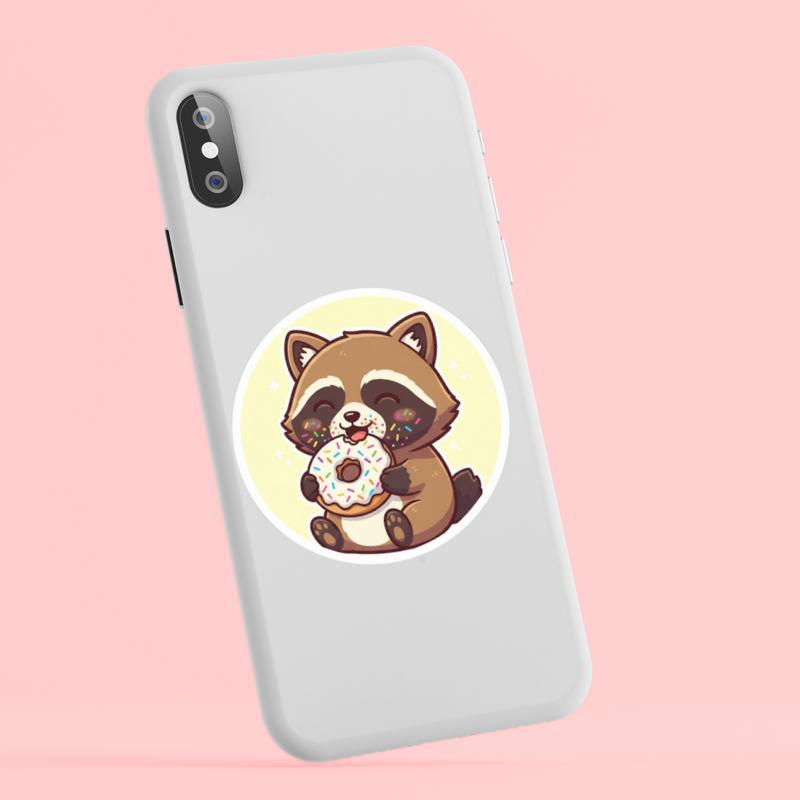 Donut Lover Raccoon Dog Sticker
