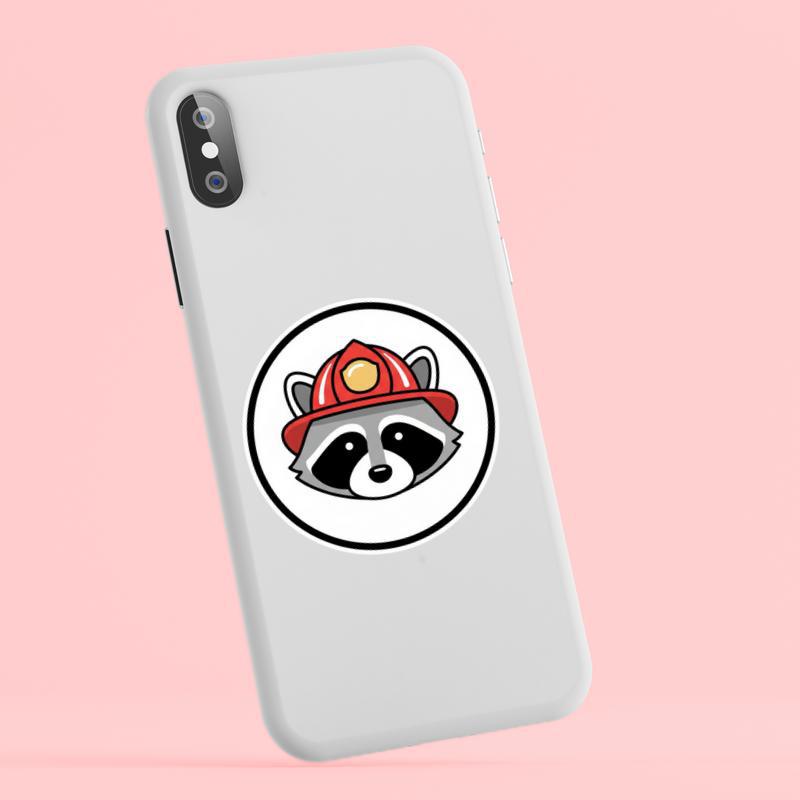 Firefighter Raccoon Minimal Head Portrait Meme Sticker