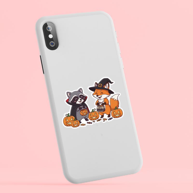 Halloween Raccoon Fox Tricksters Sticker Halloween Raccoon Fox Tricksters Sticker