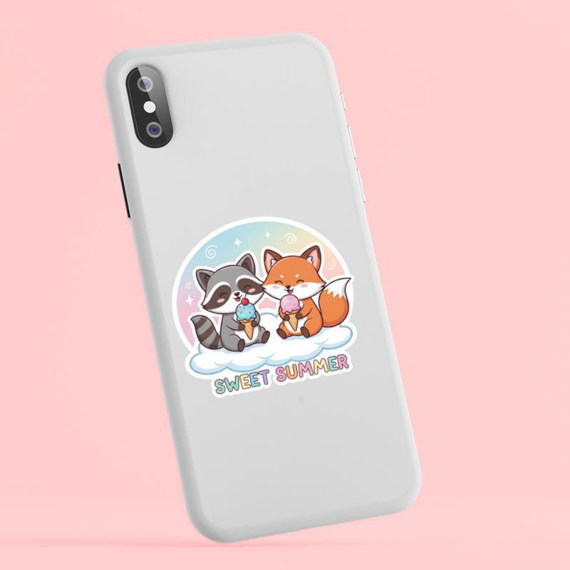 Ice Cream Raccoon Fox Sticker Ice Cream Raccoon Fox Sticker