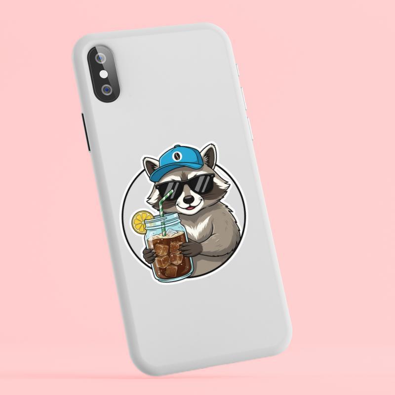 Iced Raccoon Coffee Sticker