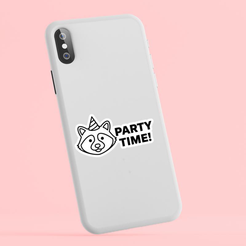 Party Time, Happy Birthday Raccoon Sticker
