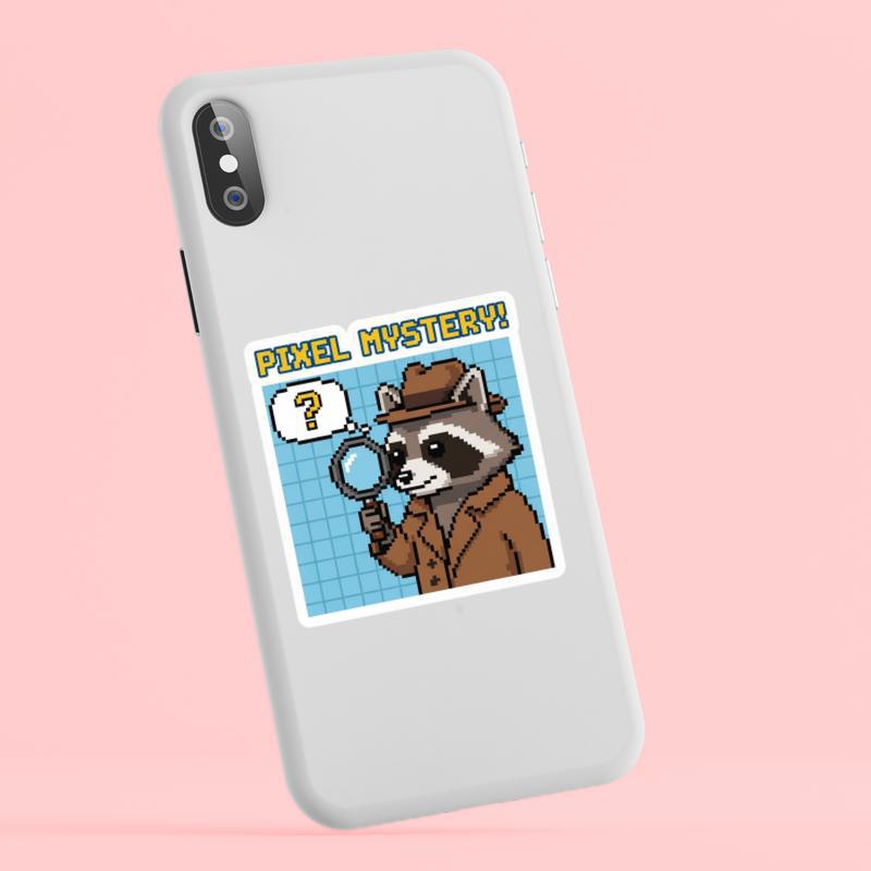 Pixelated Raccoon Detective Sticker