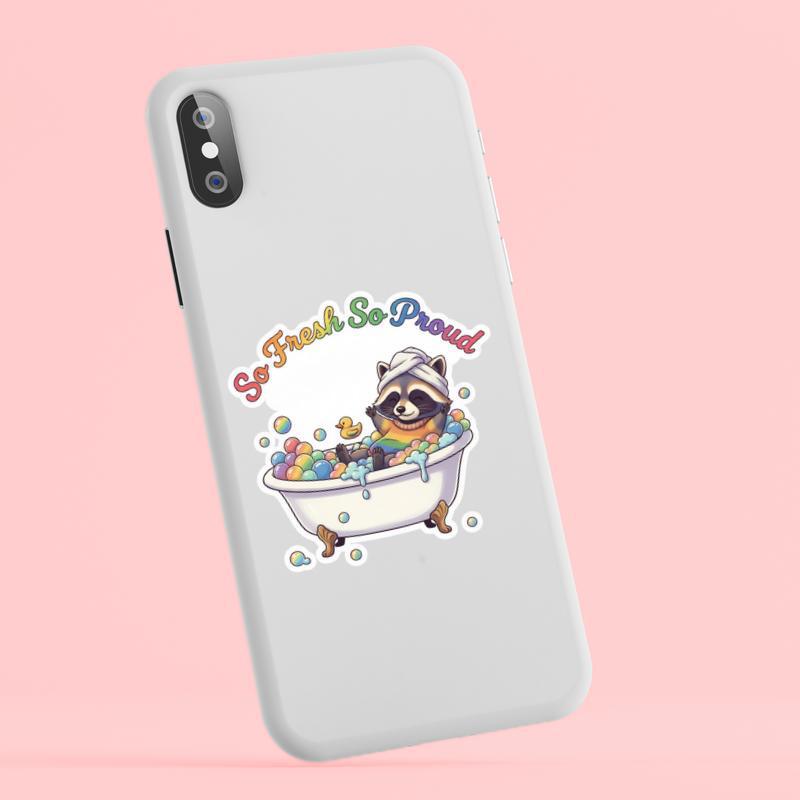Pride Raccoon Bubble Bath Sticker