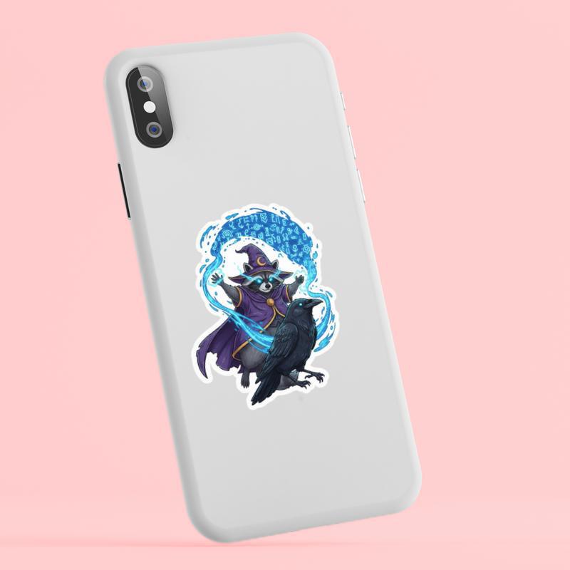 Raccoon DnD Crow Companion Sticker Raccoon DnD Crow Companion Sticker