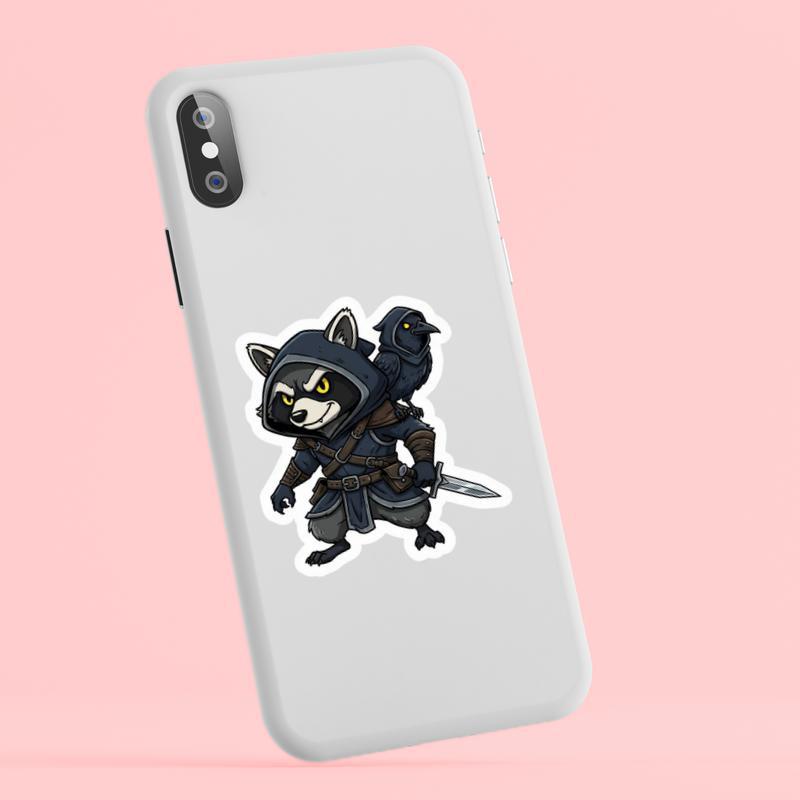 Raccoon DnD Rogue And Crow Sticker