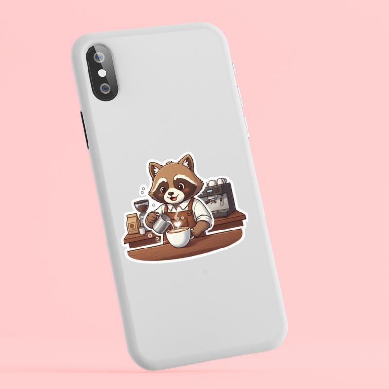 Raccoon Dog Barista Sticker